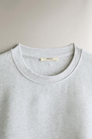 T-SHIRT MANCHES COURTES COTON - Gris de Zara - Image 1