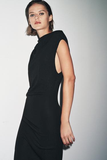 LONG DRAPED DRESS - Black by Zara - Image 1