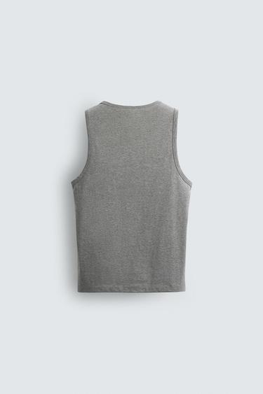 T-SHIRT DÉBARDEUR RIBBÉ ÉDITION LIMITÉE - Gris chiné de Zara - Image 7
