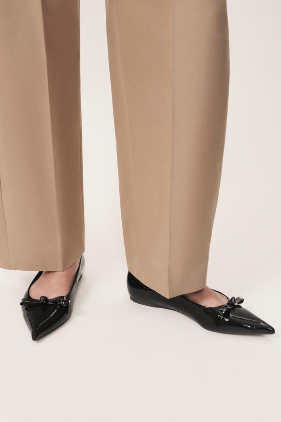 Zara LEATHER BOW FLATS - THE ITEM ZARA WOMAN - Black - Image 0