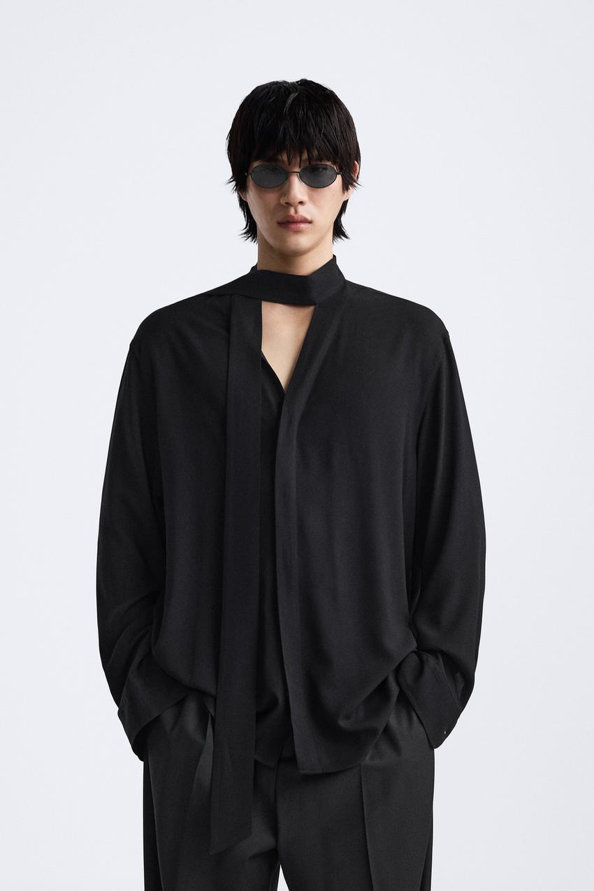 ビスコース ボウシャツ - ブラック | ZARA Japan / 日本