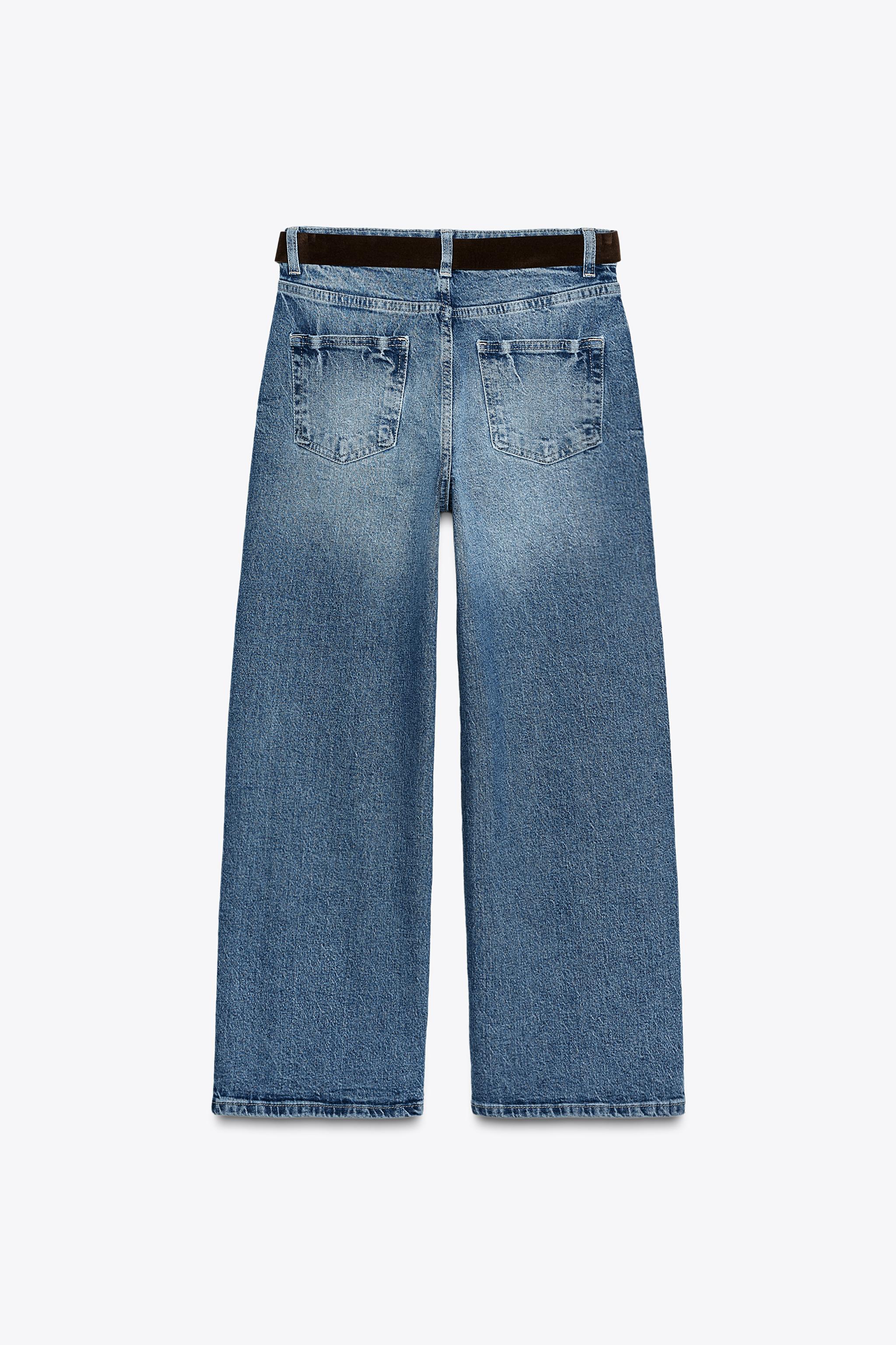 かうぞー Z.10 HIGH-WAISTED BELTED CULOTTE JEANS - White | ZARA United
