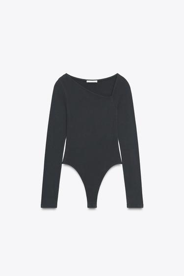 BODY ASYMÉTRIQUE MANCHE LONGUE - Plomb de Zara - Image 6