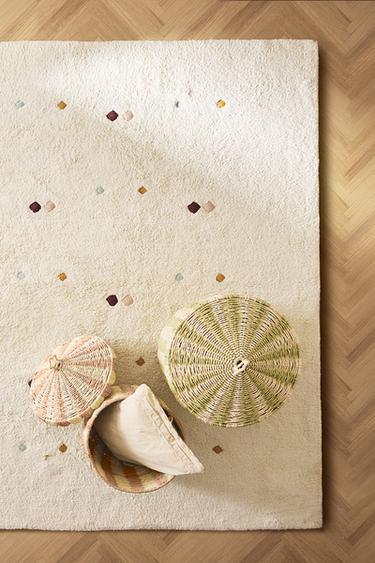 Zara CHILDREN’S MULTICOLORED EMBROIDERED DIAMOND RUG - Oyster-white