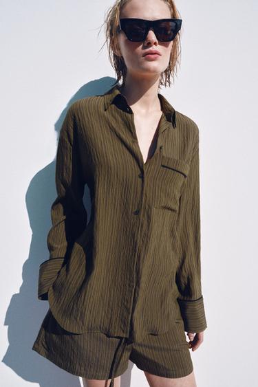 ZW COLLECTION STRIPED JACQUARD SHORTS - Brown-Blue by Zara