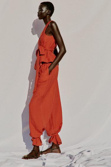 WAISTCOAT WITH TIE - Burnt orange by Zara - Image 2