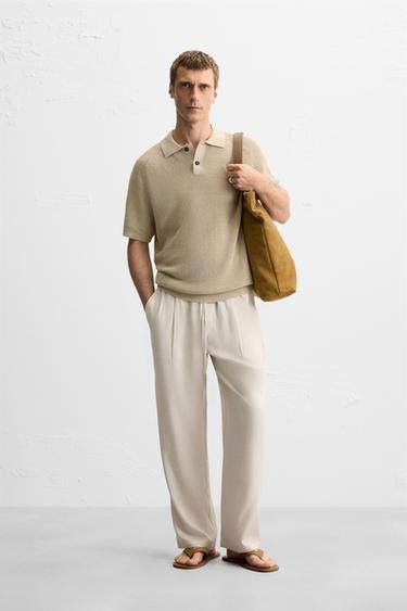 RELAXED FIT LYOCELL TROUSERS - Beige by Zara