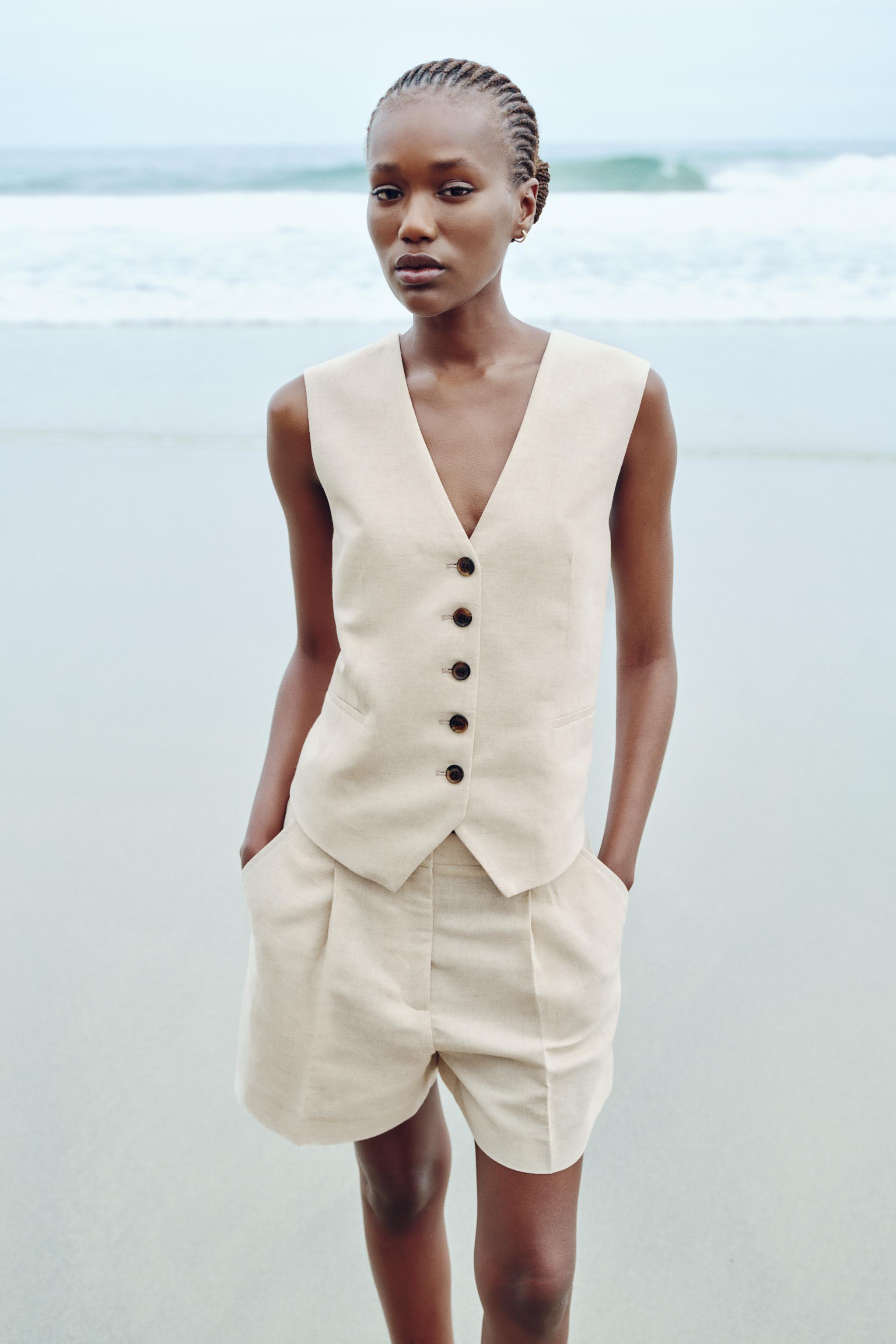 TAILORED LINEN BLEND WAISTCOAT