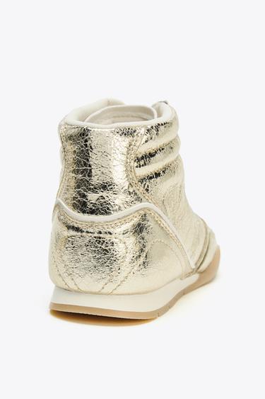 METALLIC-EFFECT HIGH-TOP TRAINERS - Gold by Zara - Image 4