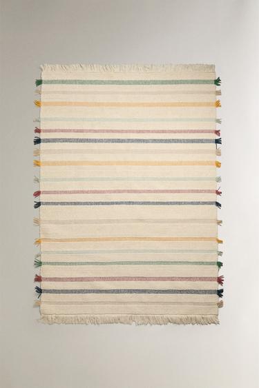 Zara CHILDREN'S MULTICOLORED WOOL AREA RUG - Light beige