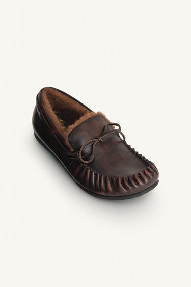 LEATHER LOAFERS WITH BOW LIMITED EDITION - Brown by Zara - Image 4