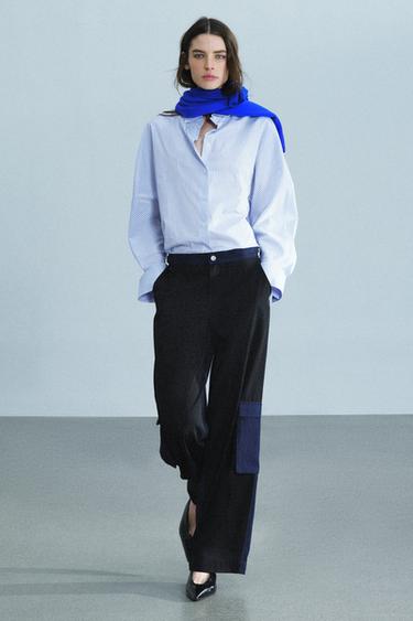 ZW COLLECTION CONTRAST STRIPED OXFORD SHIRT - Blue by Zara - Image 0