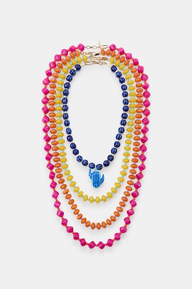PACK OF 4 NECKLACES WITH BALLS AND CACTUS - Multicoloured by Zara