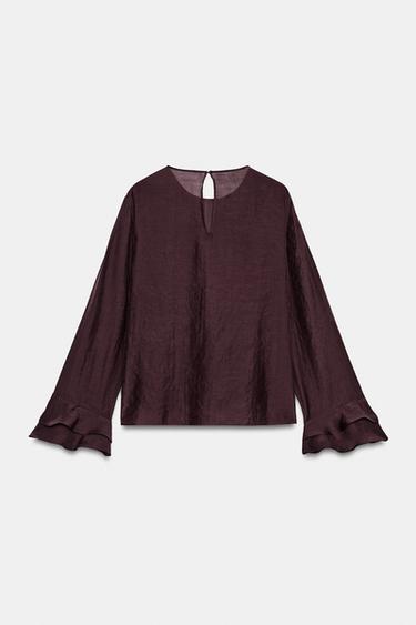 CHEMISE À VOLANTS - Bordeaux de Zara - Image 6