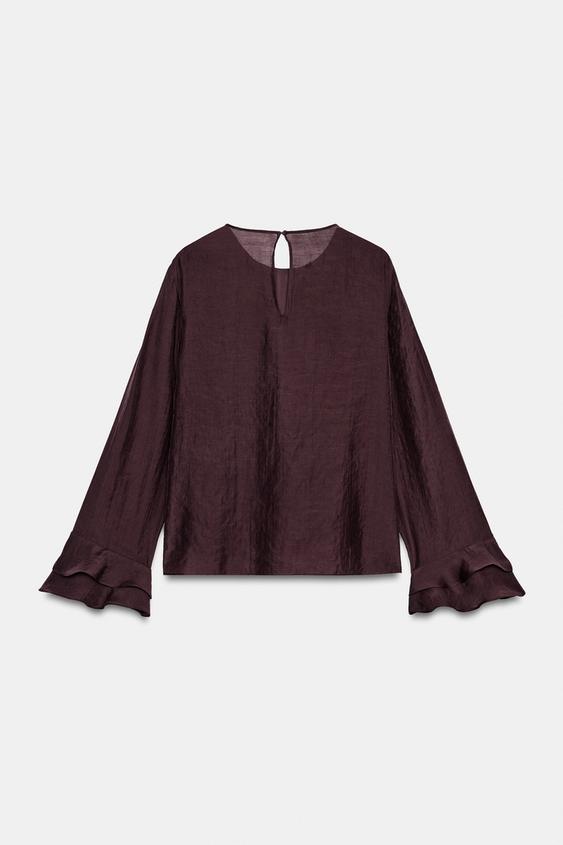 CHEMISE À VOLANTS - Bordeaux de Zara - Image 6
