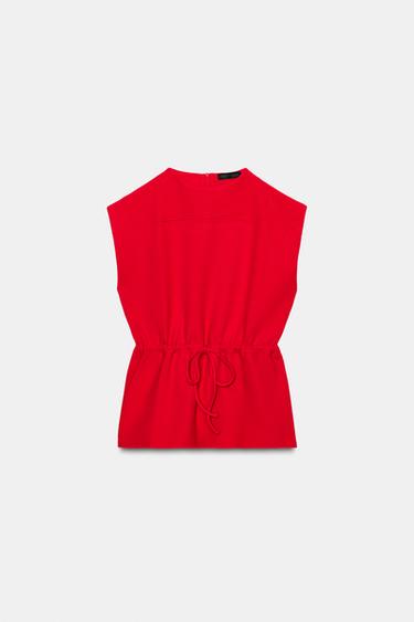 GILET DOUX AVEC CORDONS - Rouge de Zara - Image 6