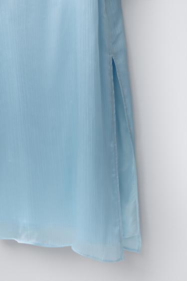 ROBE UNIE SATINÉE - Bleu pastel de Zara - Image 3