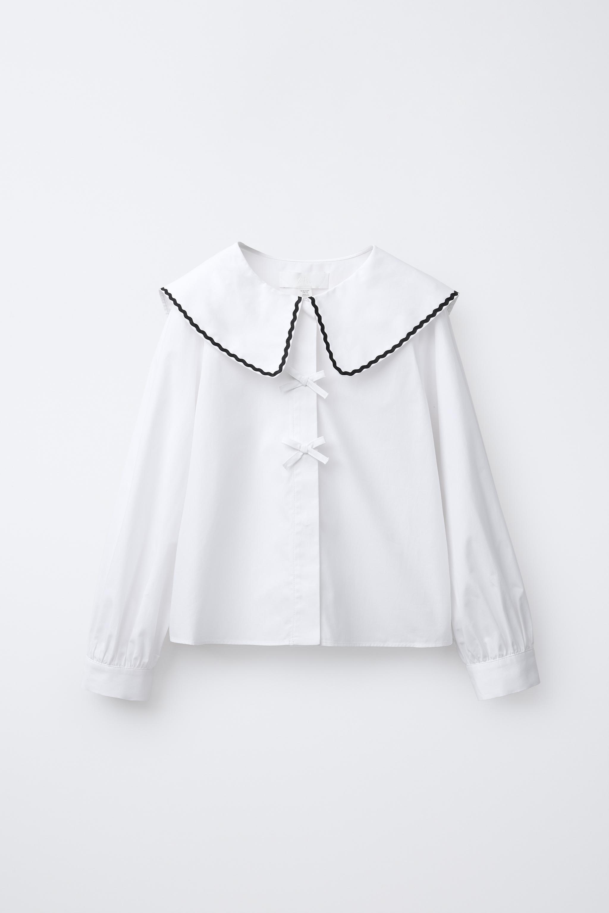 PICOT TRIM PETER PAN COLLAR SHIRT - White | ZARA United States