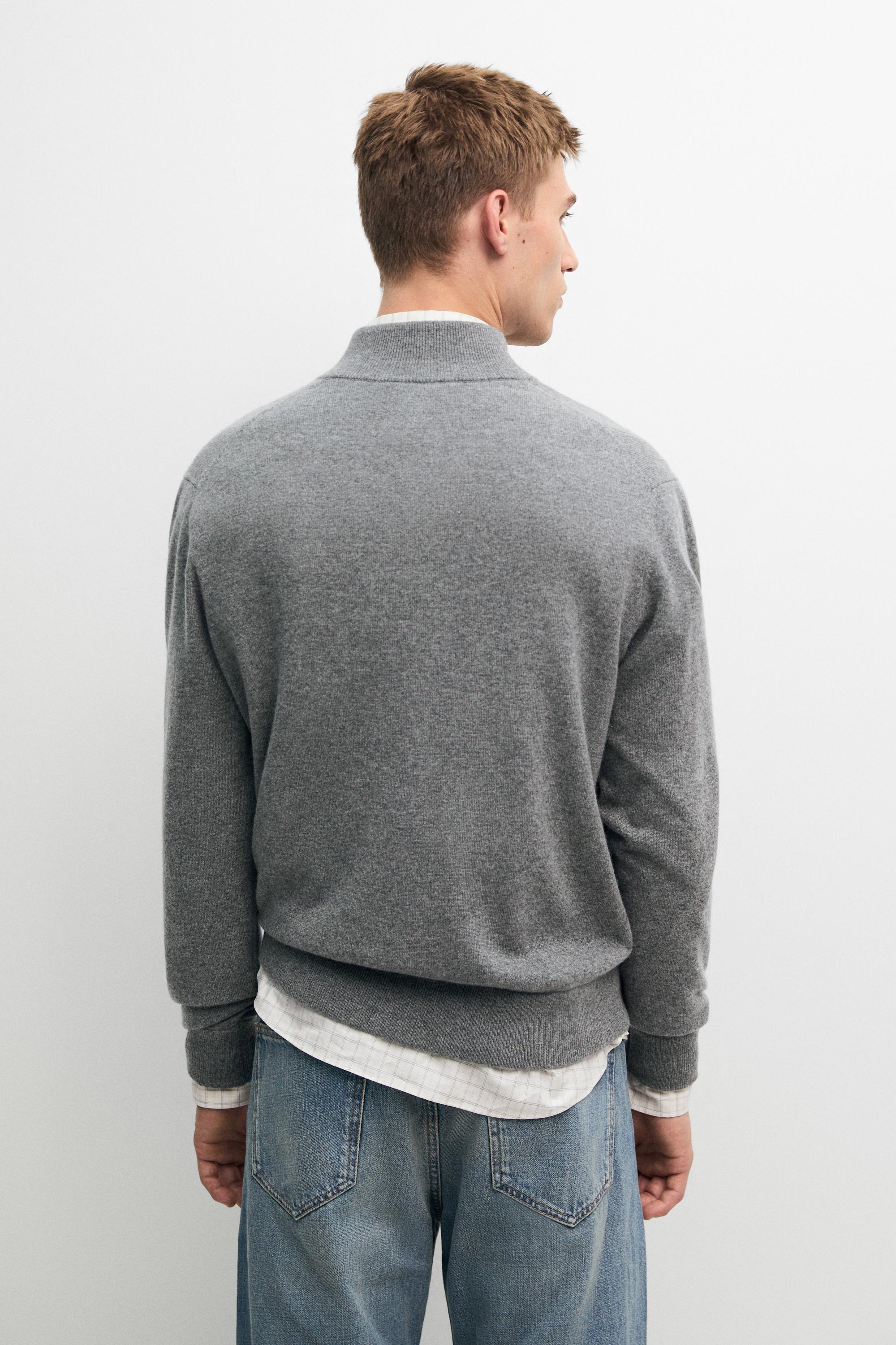 100% cashmere zip-up knit cardigan