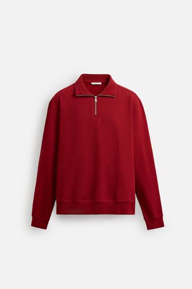 BASIC SWEATSHIRT MET RITS - Rood van Zara