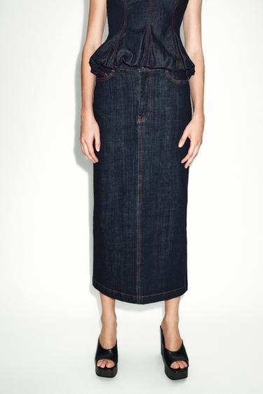 Z1975 MIDI DENIM SKIRT - Blue by Zara