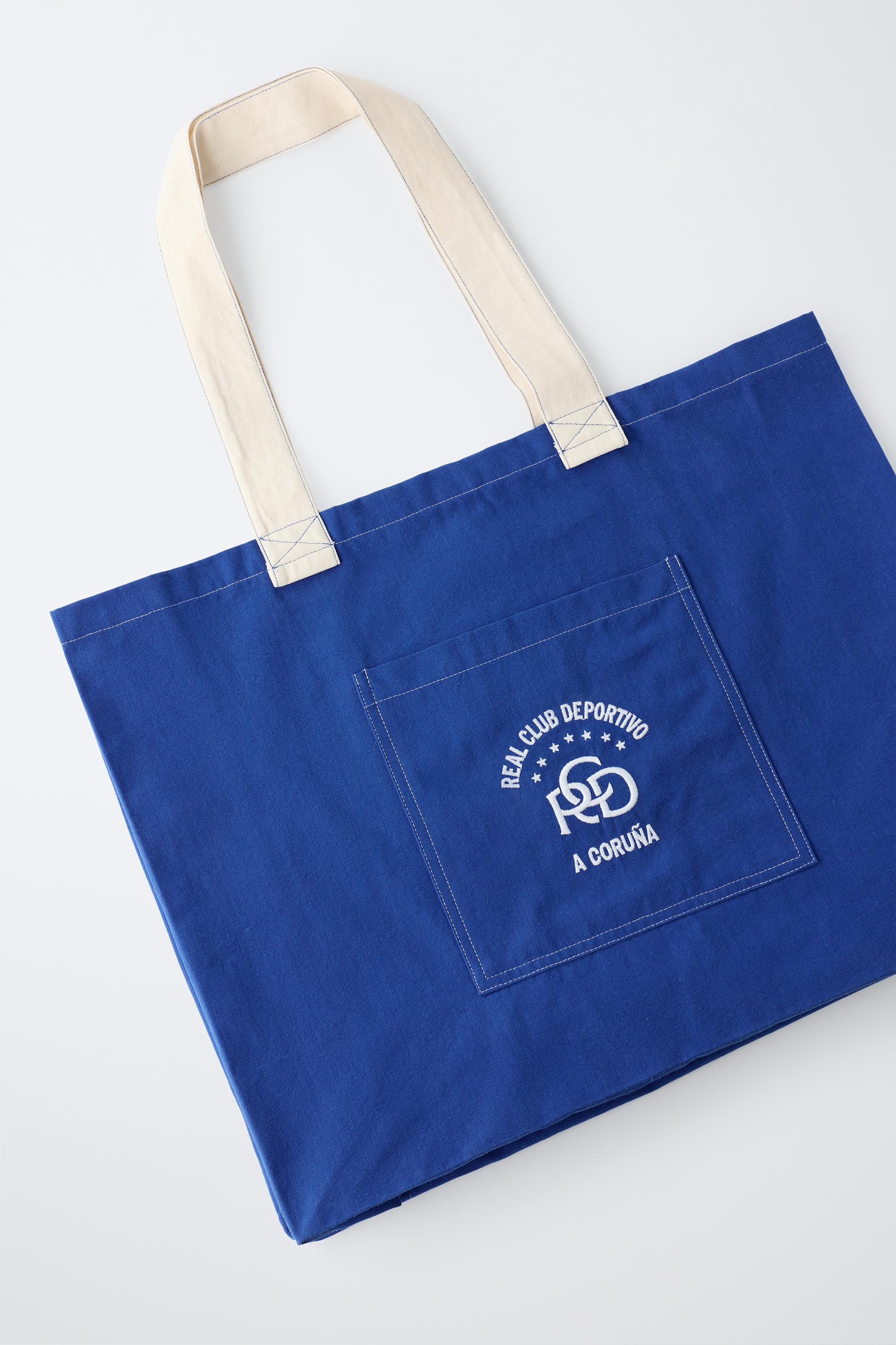 RC DEPORTIVO DE A CORUÑA EMBROIDERED TOTE BAG — Blue/White (alternate view)