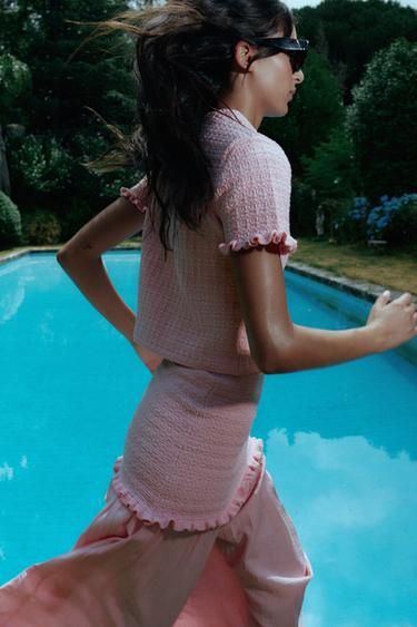 Zara COMBINED KNIT SKIRT - Pink