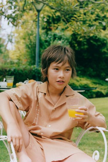 6-14 YEARS/ EMBROIDERED SHIRT PYJAMAS - Brown by Zara