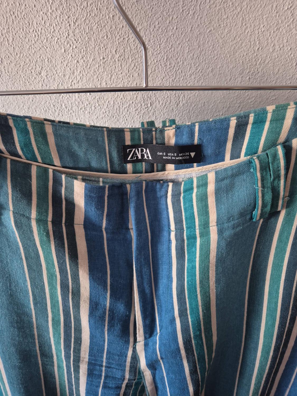 STRIPED FULL-LENGTH LINEN-BLEND TROUSERS - Image 3