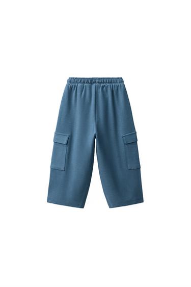 PANTALON CARGO INTERLOCK - Bleu canard de Zara - Image 1