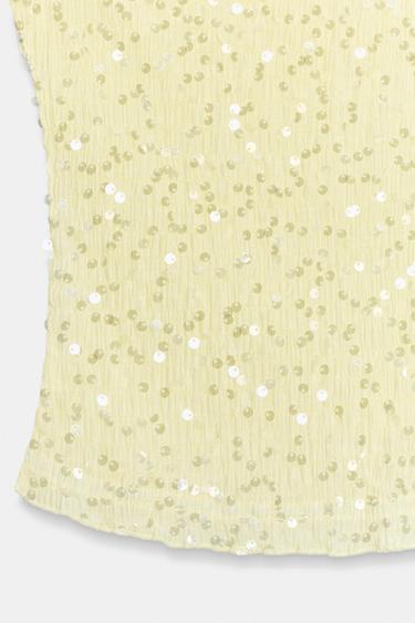 TOP ASYMÉTRIQUE À PAILLETTES - Jaune de Zara - Image 7