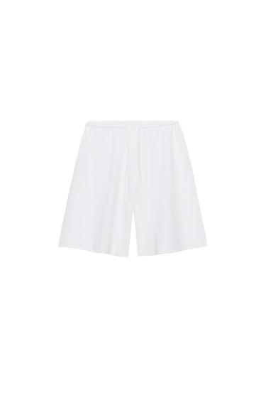 برمودا قطنية برباط - أبيض الخاص بـ Zara