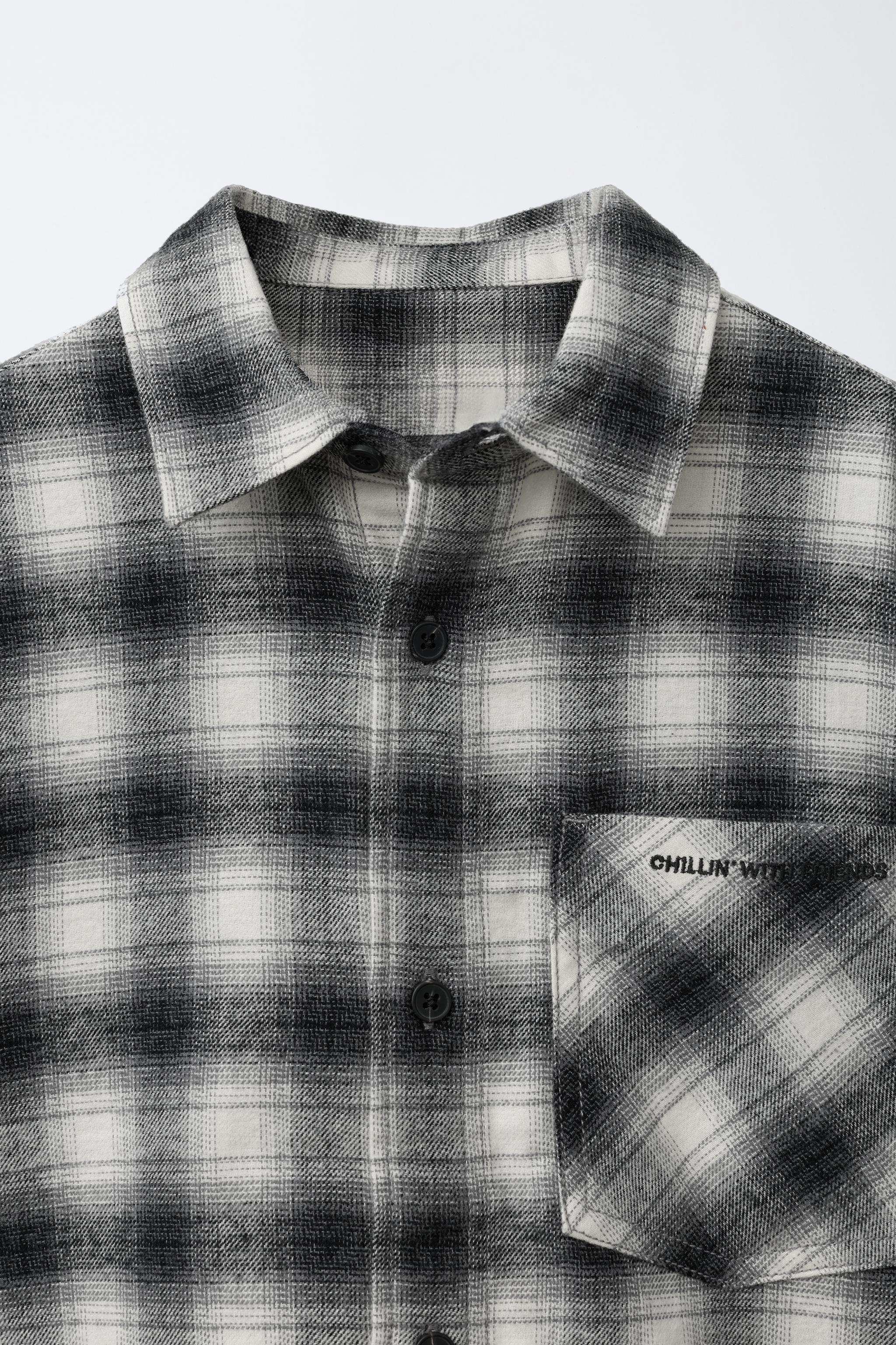 PLAID SHIRT WITH EMBROIDERED TEXT