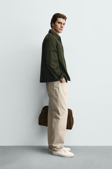 REGULAR FIT OVERSHIRT WITH POCKETS - Khaki by Zara - Image 3