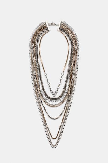 Zara COMBINED BEADED SHINY NECKLACE - Gold / Silver