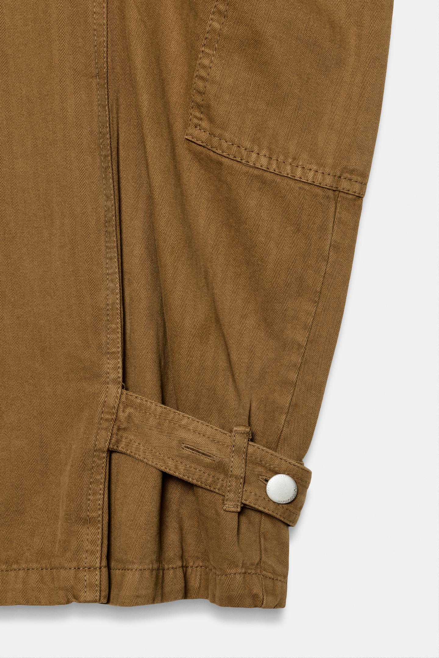 Женские брюки Zara ZW Collection Barrel Cargo, цвет: Карамельный — фото 9