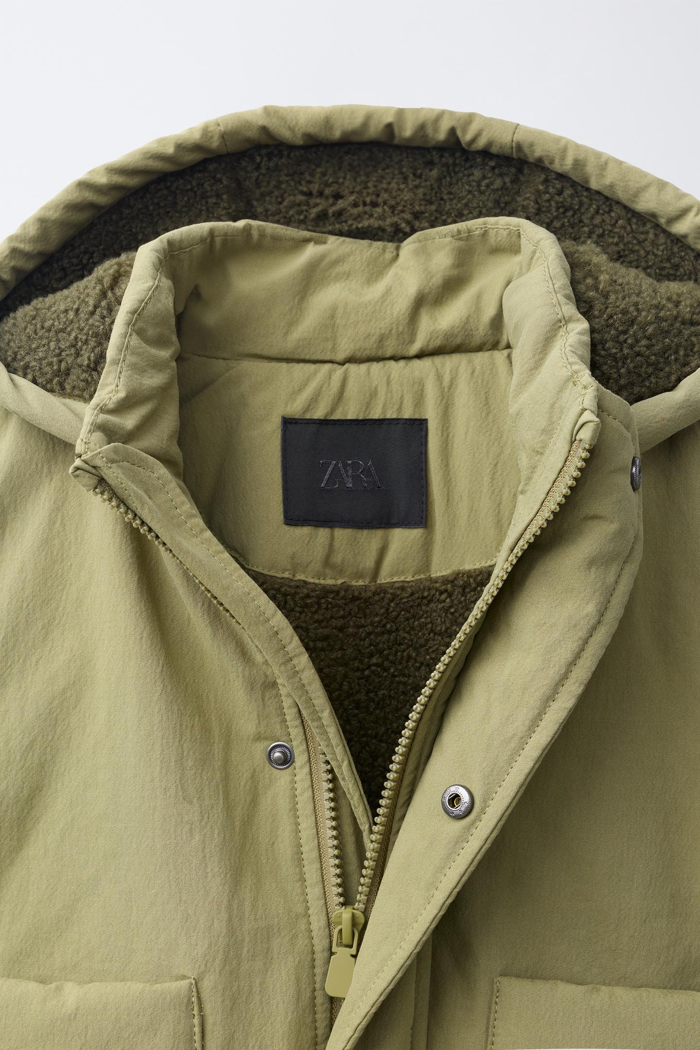 Детская куртка Zara Shearling Lined Hoodie Jacket, цвет: Хаки — фото 7