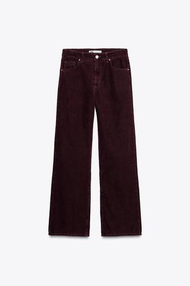 PANTALÓN PANA RECTO - Burdeos de Zara