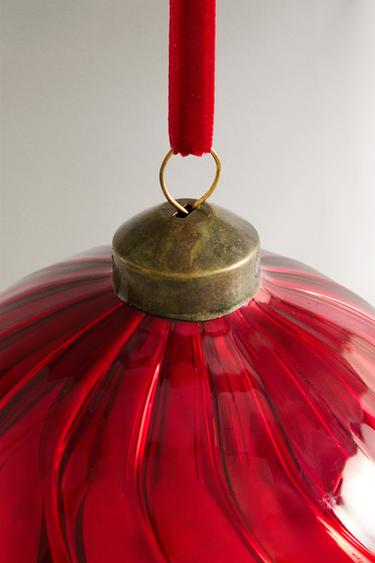 SPIRAL BAUBLE CHRISTMAS TREE DECORATION - Red by Zara - Image 3