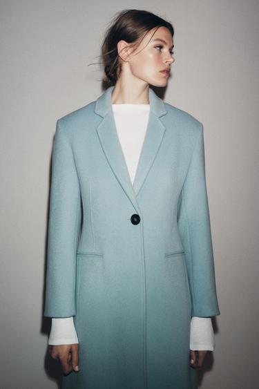 Zara FITTED WOOL BLEND COAT ZW COLLECTION - Sky blue