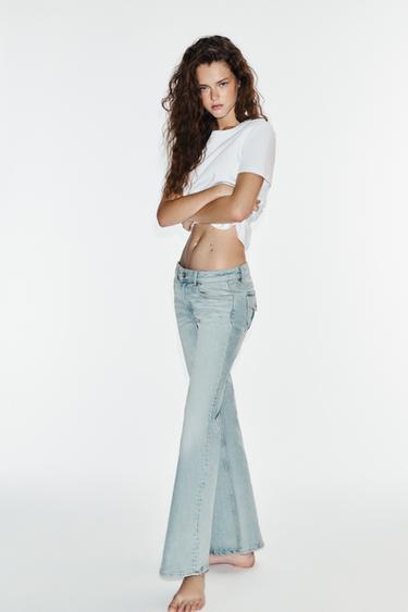 Zara TRF LOW-RISE BOOTCUT JEANS - Aquamarine