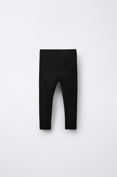 RIB KNIT LEGGINGS - Black by Zara - Image 1