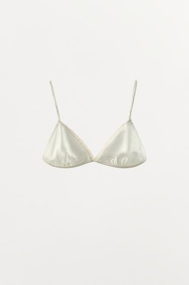 SILK LACE TRIANGLE BRA - Zara-ს Ecru