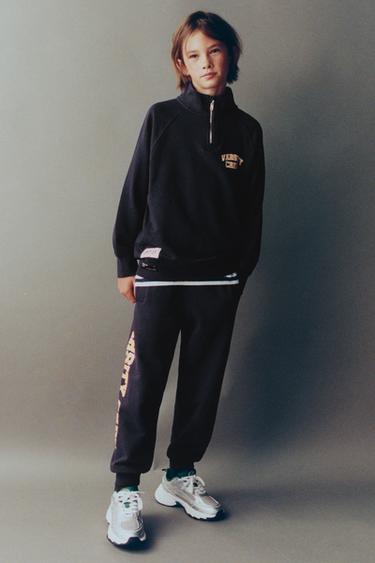 PANTALON DE JOGGING AVEC INSCRIPTION IMPRIMÉE - Bleu marine de Zara