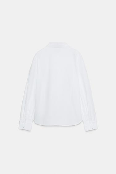 POPLIN SHIRT WITH BOW - White by Zara - Image 6