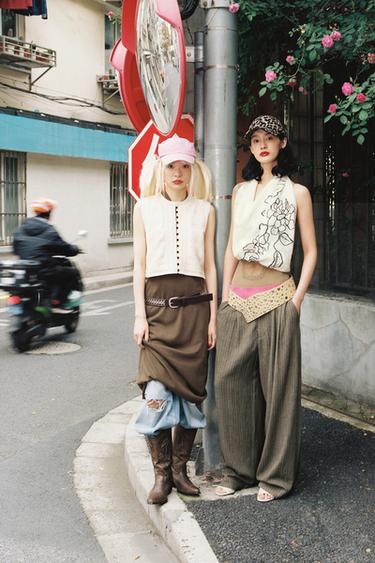 Zara 斜紋素色棒球帽 - 粉紅色