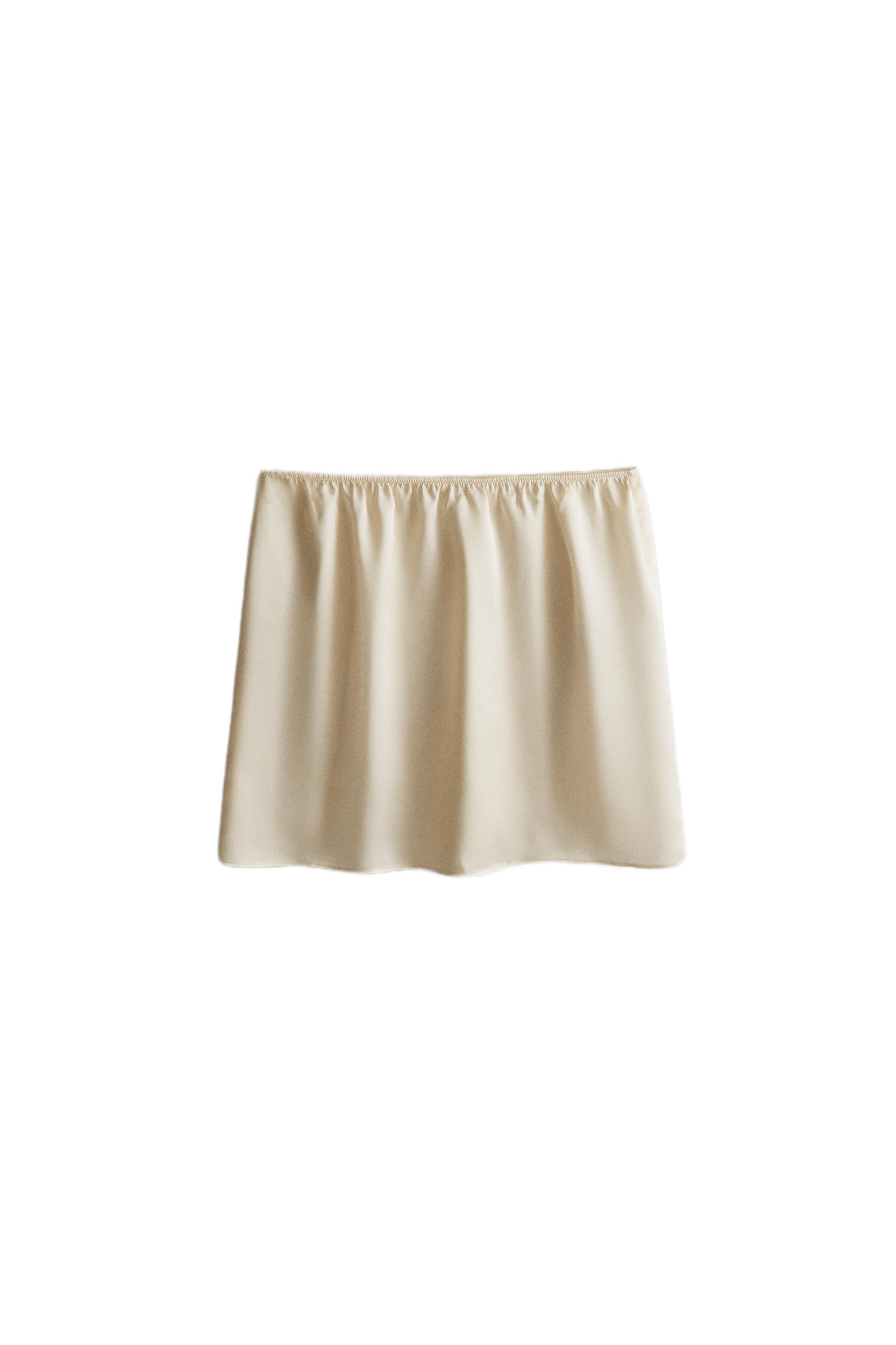♡Layered Frilled Satin Skirt - ecru / M♡ SATIN MIDI SKIRT - Ecru