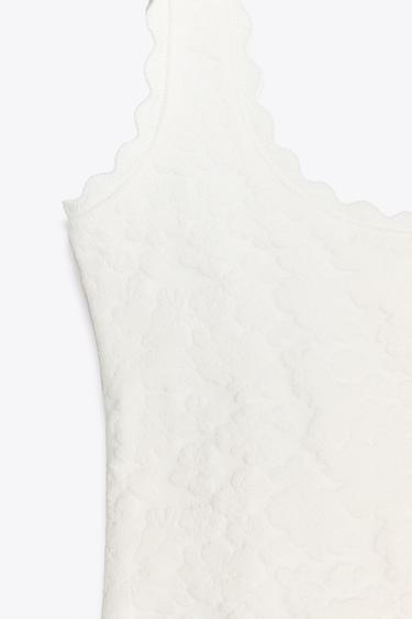 TOP JACQUARD STRETCH - Blanc cassé de Zara - Image 6