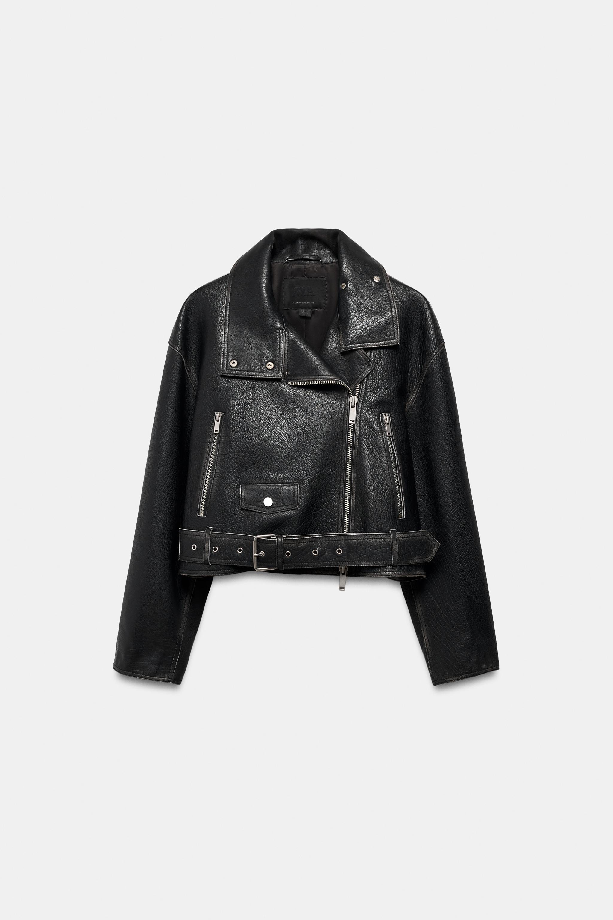 ZW COLLECTION LIMITED EDITION LEATHER BIKER JACKET - Black | ZARA