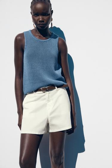 BELTED DARTED BERMUDA SHORTS - Ecru by Zara